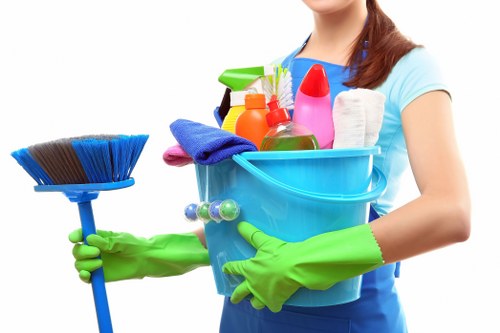 Carpet cleaning team sorting recyclables in Queens Park