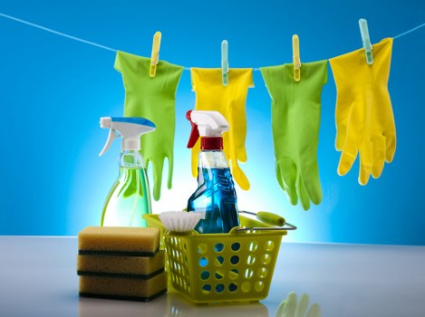 Queenspark cleaning service tools and supplies arranged for home maintenance